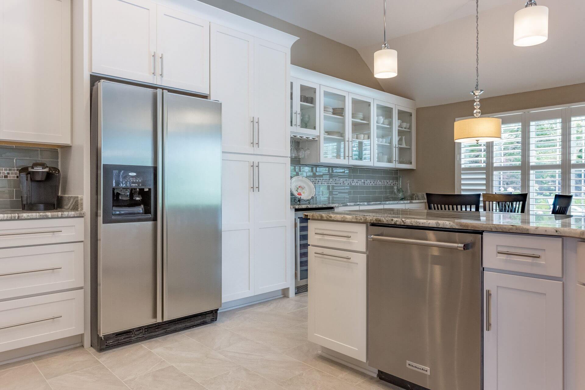 remodeled kitchen with Shaker cabinets and custom storage areas